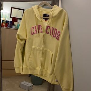 Yellow Cuffy’s Cape Cod sweatshirt with hood